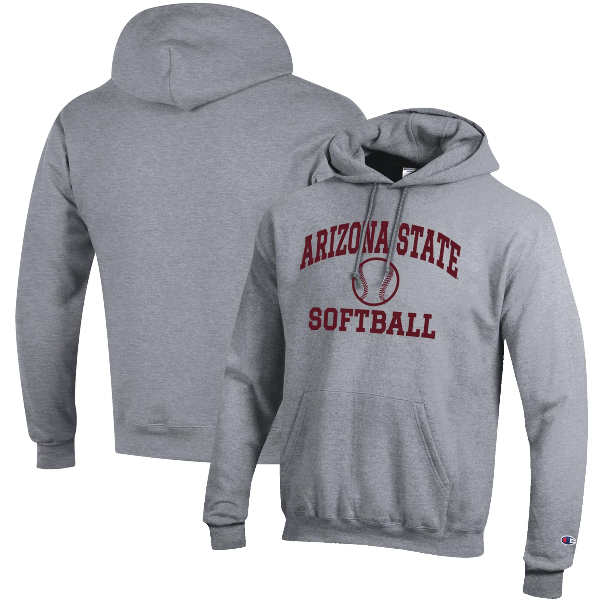 Men's Champion Gray Arizona State Sun Devils Softball Icon Pullover Hoodie