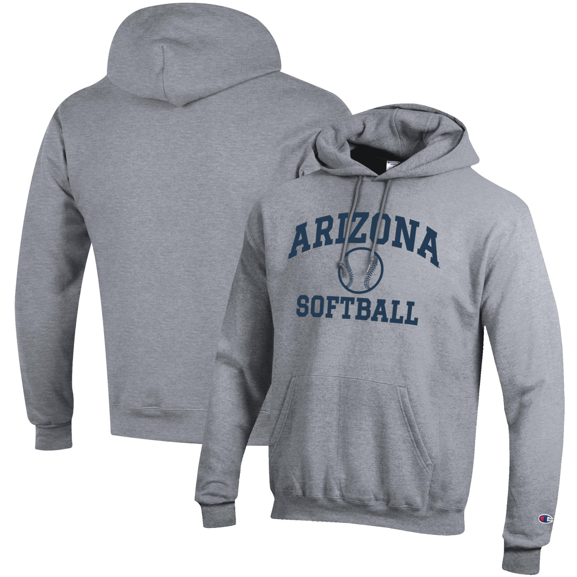 Men's Champion Gray Arizona Wildcats Softball Icon Pullover Hoodie