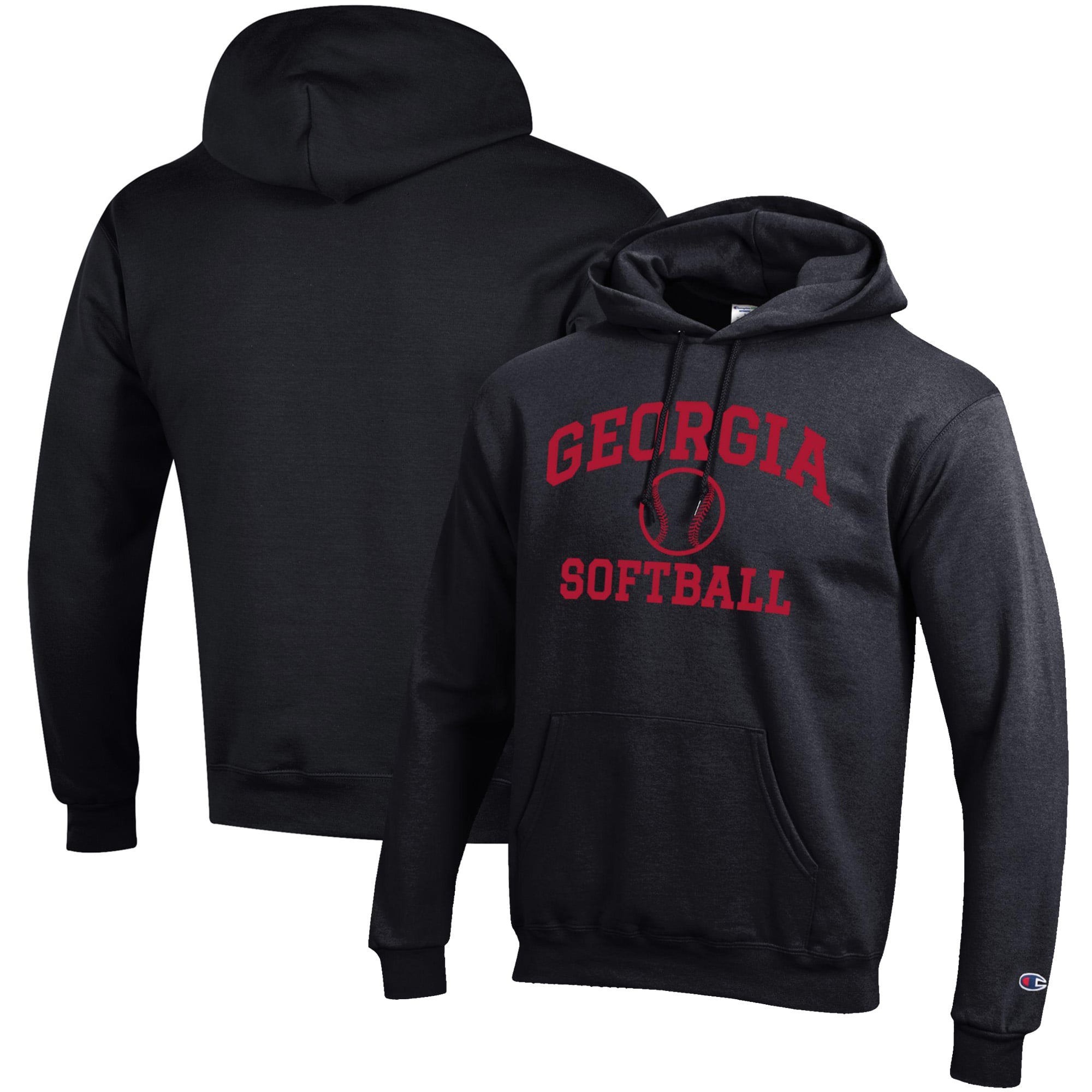 Men's Champion Black Georgia Bulldogs Softball Icon Pullover Hoodie