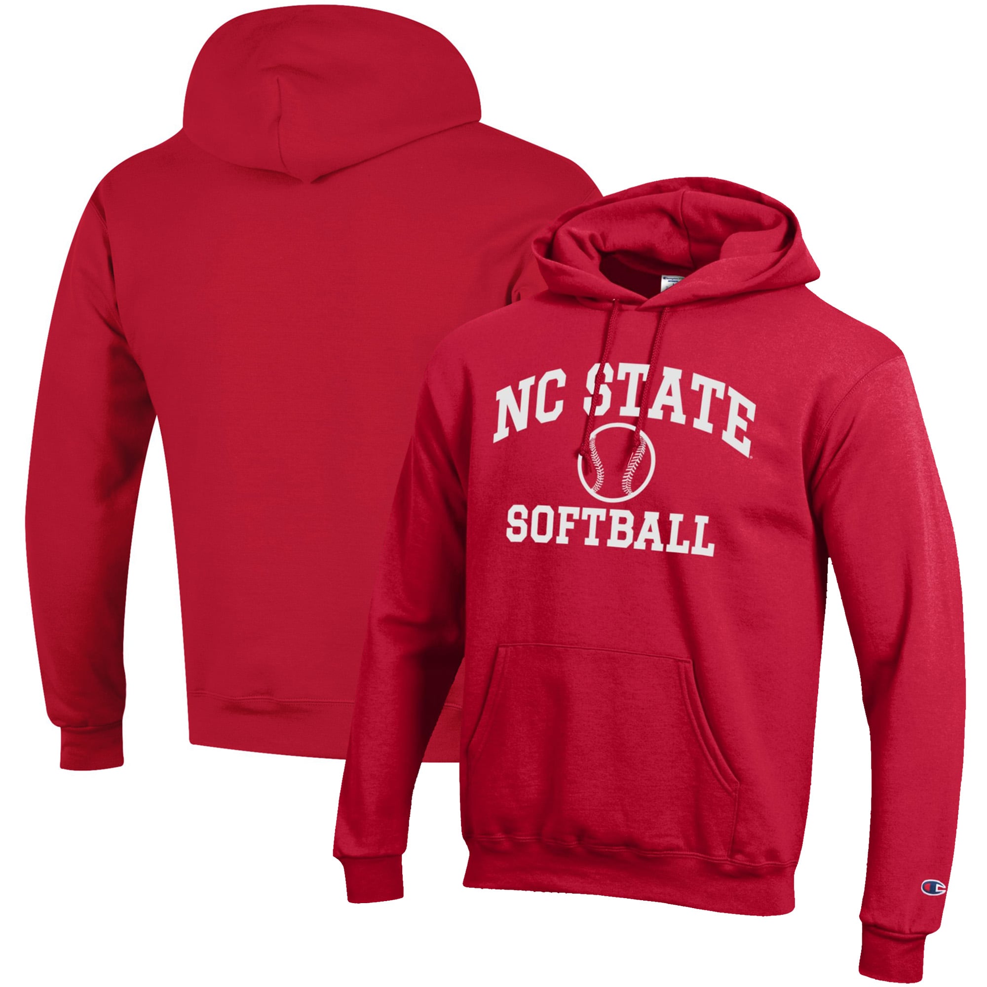 Men's Champion Red NC State Wolfpack Softball Icon Pullover Hoodie