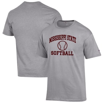 Men's Champion Gray Mississippi State Bulldogs Softball Icon T-Shirt
