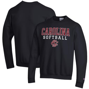 Men's Champion Black South Carolina Gamecocks Softball Stack Pullover Crewneck Sweatshirt