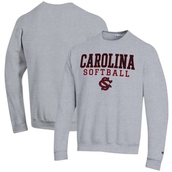 Men's Champion Gray South Carolina Gamecocks Softball Stack Pullover Crewneck Sweatshirt