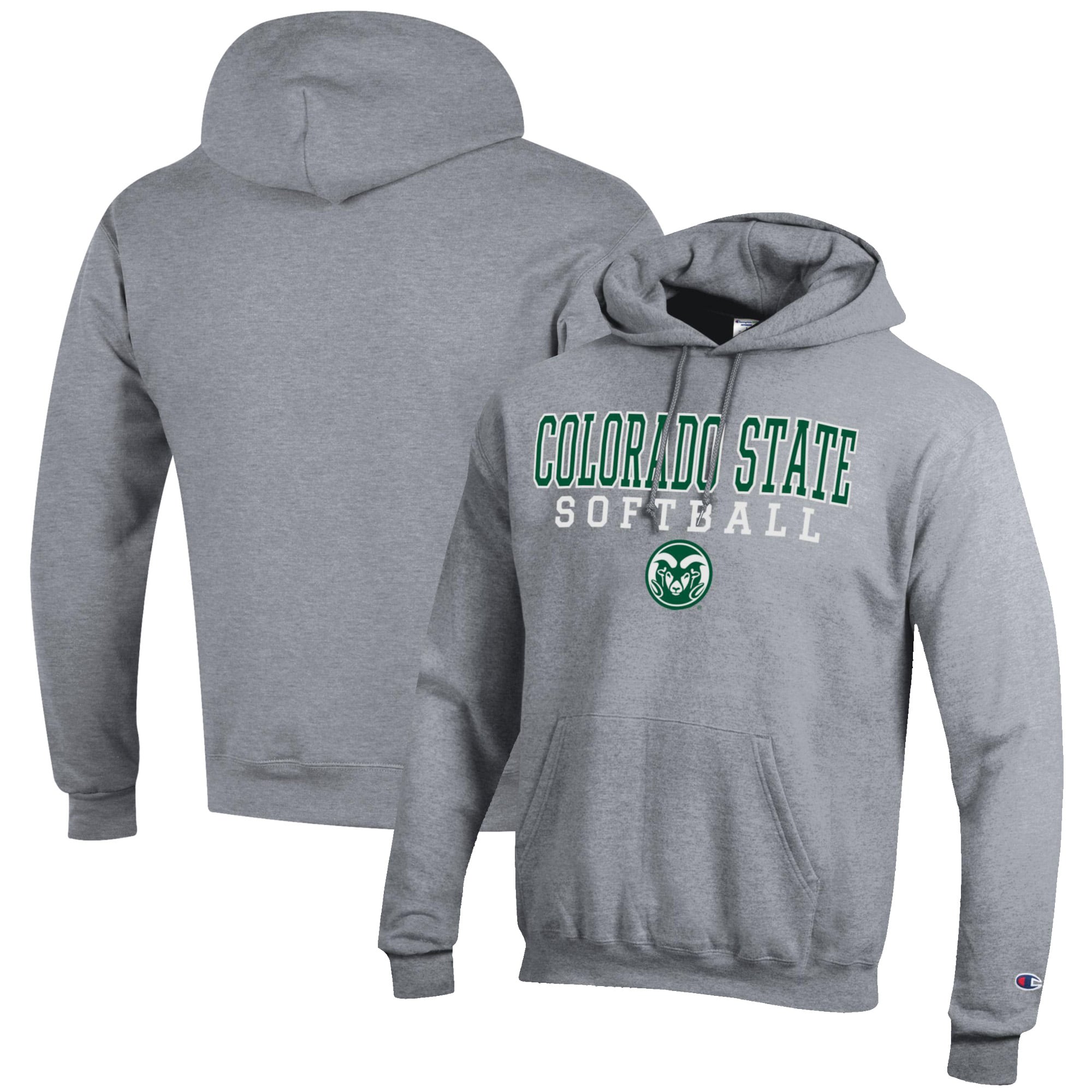 Men's Champion Gray Colorado State Rams Softball Stack Pullover Hoodie