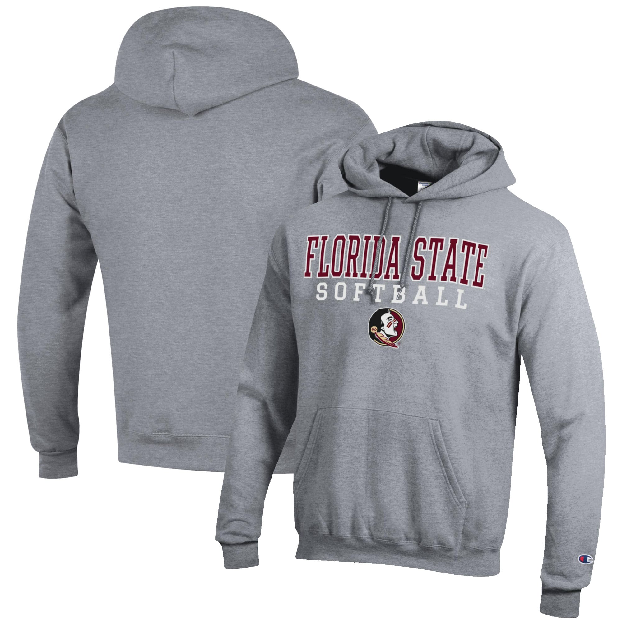 Men's Champion Gray Florida State Seminoles Softball Stack Pullover Hoodie