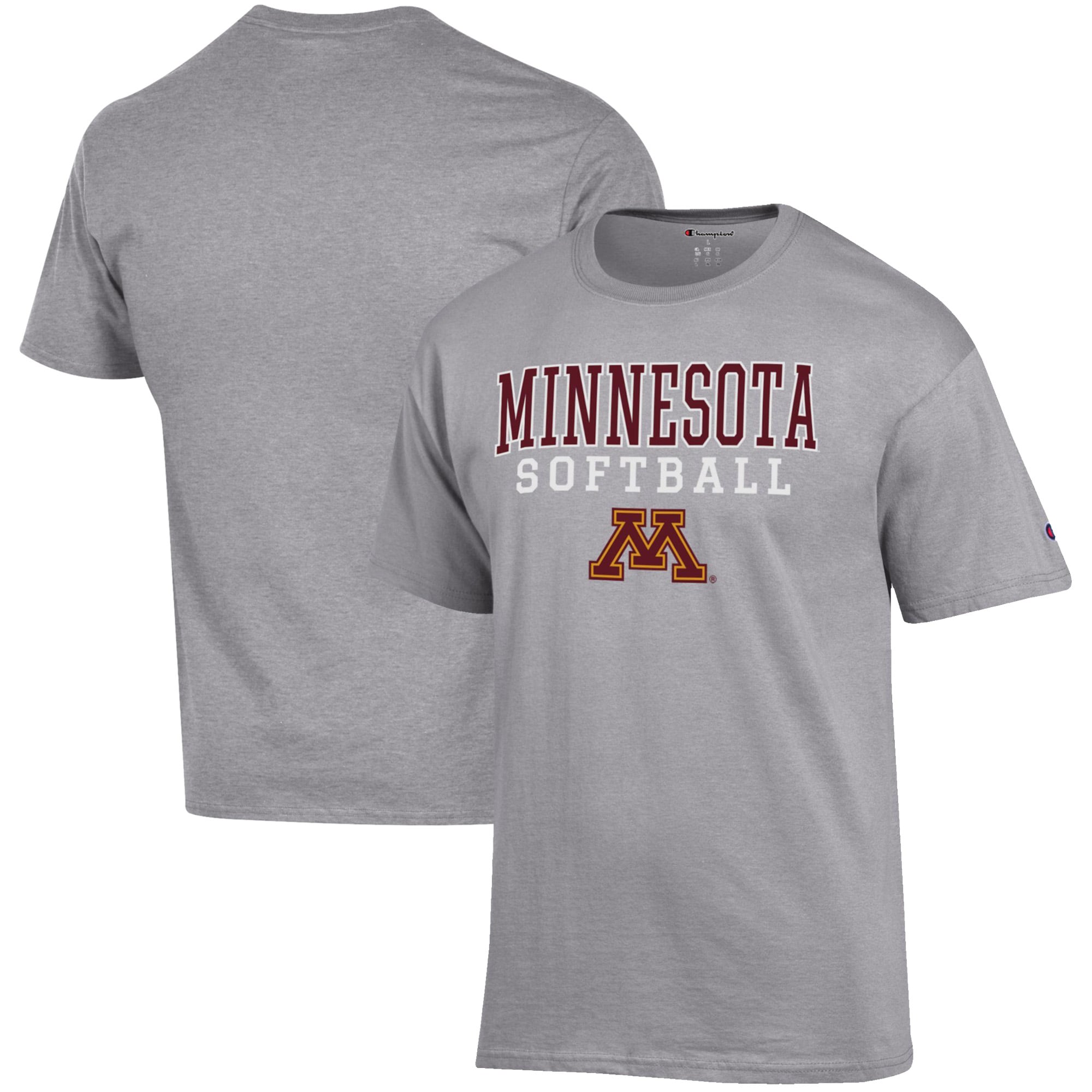 Men's Champion Gray Minnesota Golden Gophers Softball Stack T-Shirt