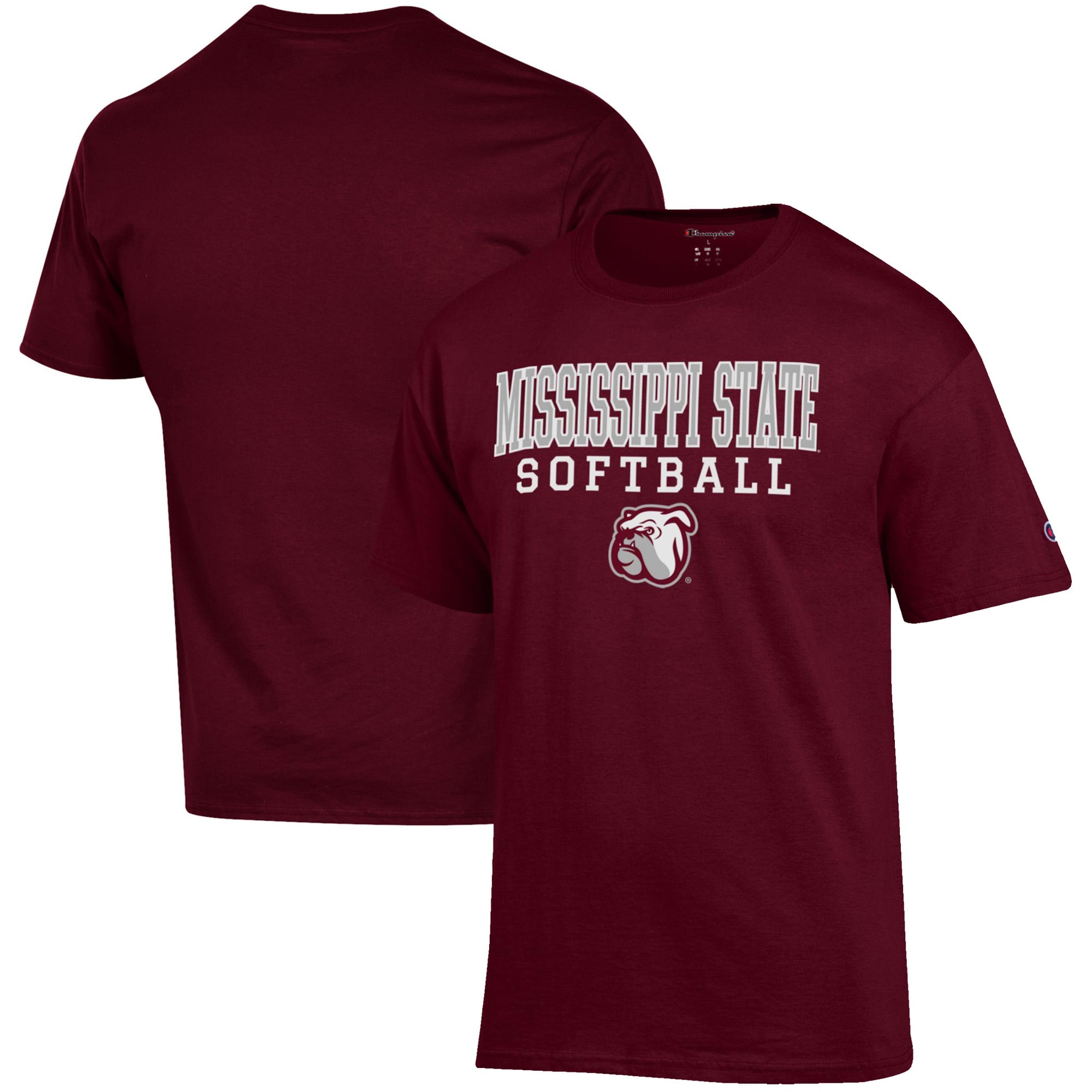 Men's Champion Maroon Mississippi State Bulldogs Softball Stack T-Shirt