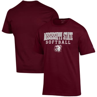 Men's Champion Maroon Mississippi State Bulldogs Softball Stack T-Shirt