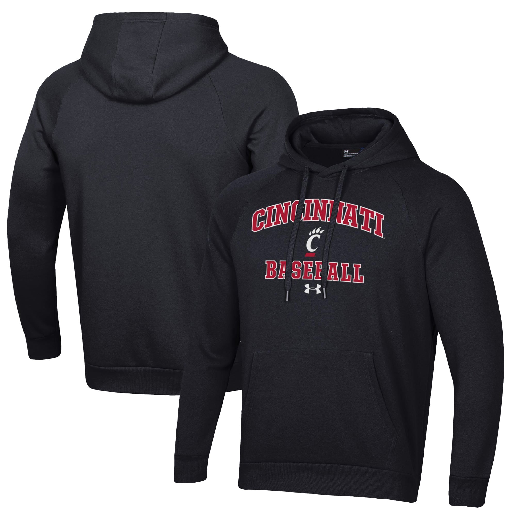 Men's Under Armour Black Cincinnati Bearcats Baseball All Day Arch Fleece Pullover Hoodie