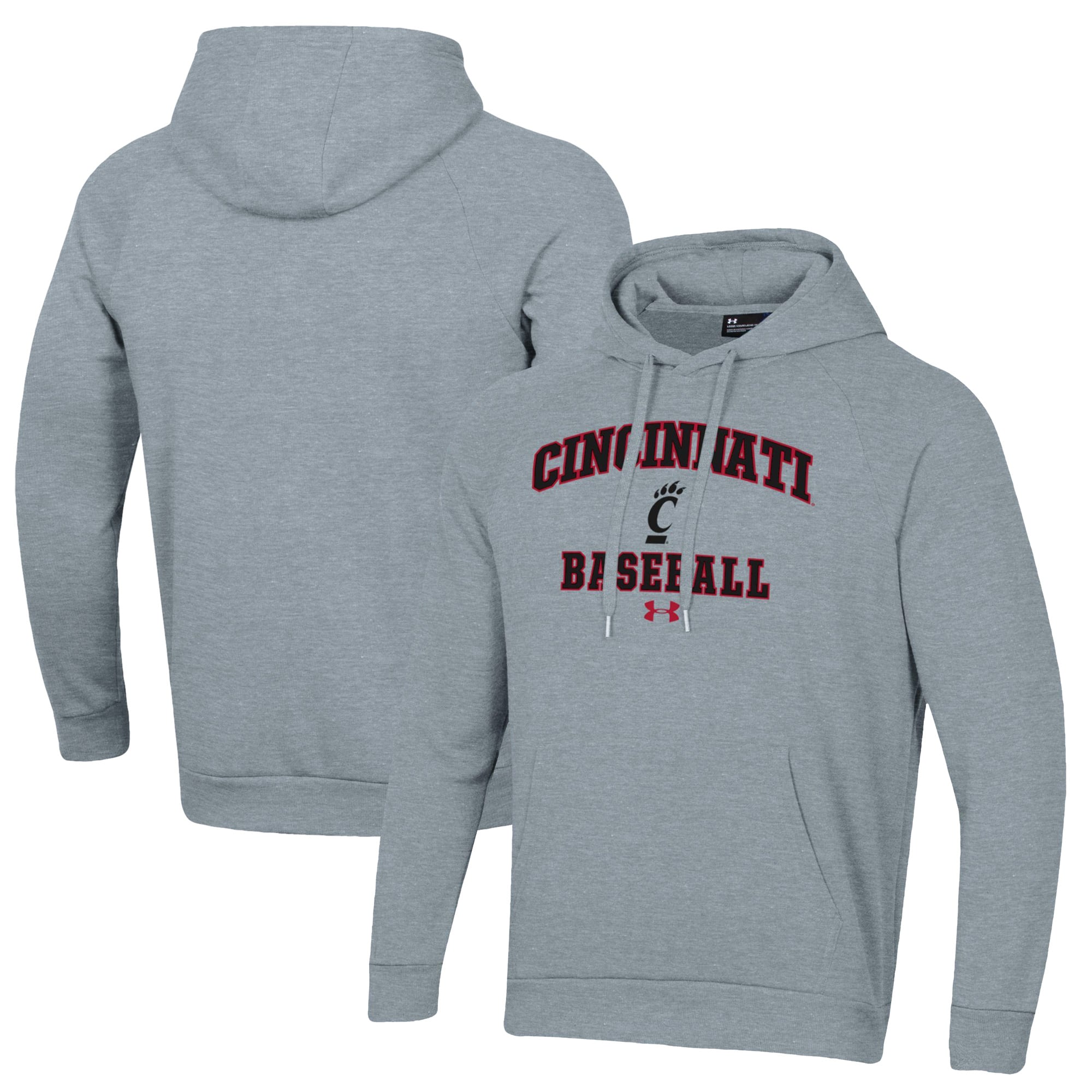 Men's Under Armour Gray Cincinnati Bearcats Baseball All Day Arch Fleece Pullover Hoodie