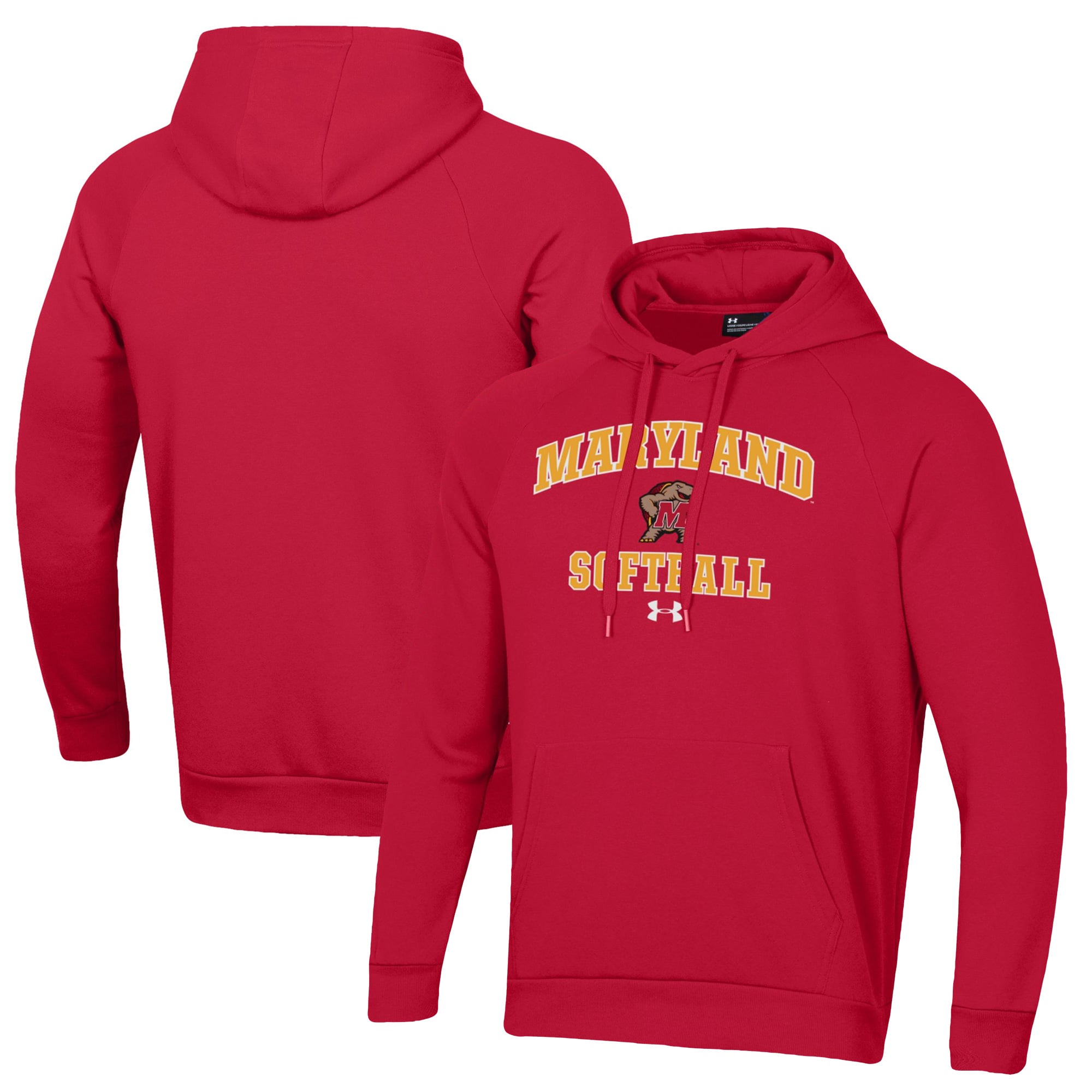 Men's Under Armour Red Maryland Terrapins Softball All Day Arch Fleece Pullover Hoodie