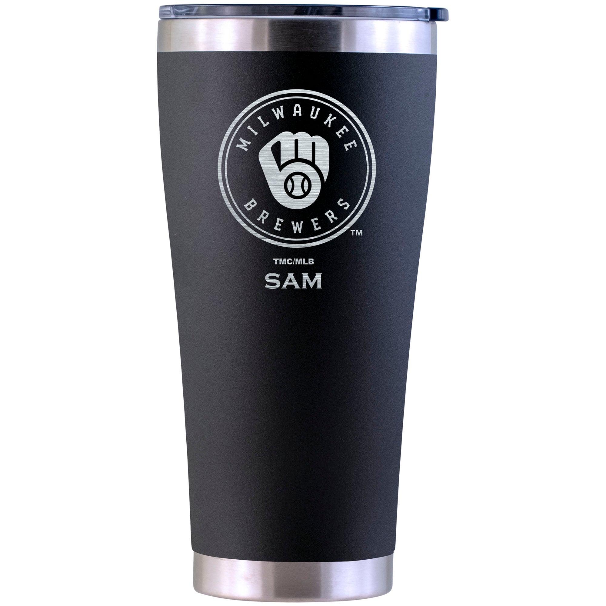 Milwaukee Brewers Personalized 30oz. Laser Etched Black Tumbler