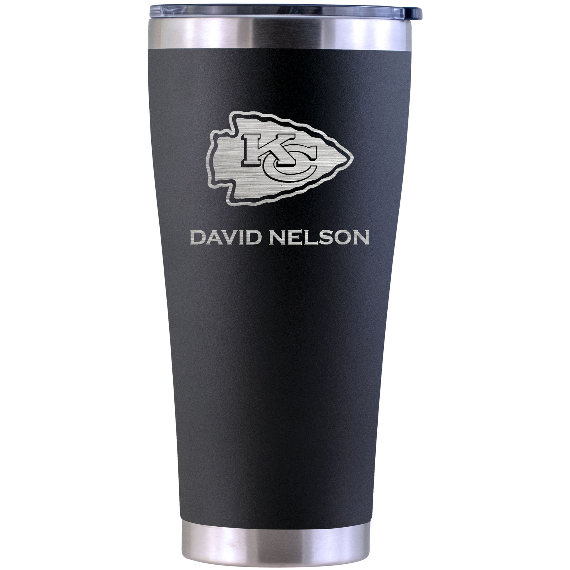 Kansas City Chiefs Personalized 30oz. Laser Etched Black Tumbler