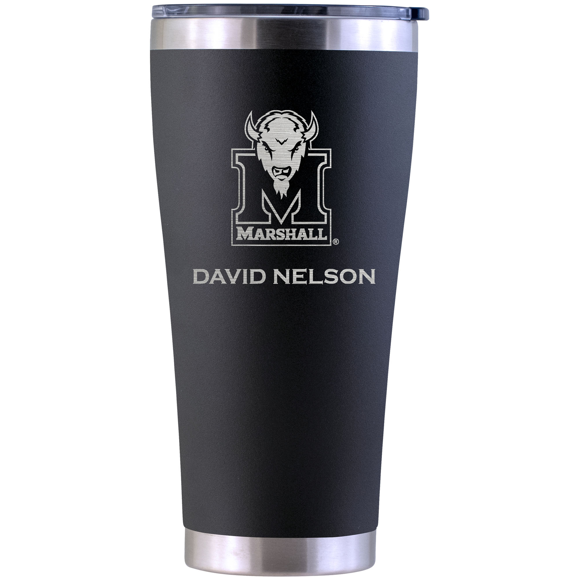 Marshall Thundering Herd Personalized 30oz. Laser Etched Black Tumbler