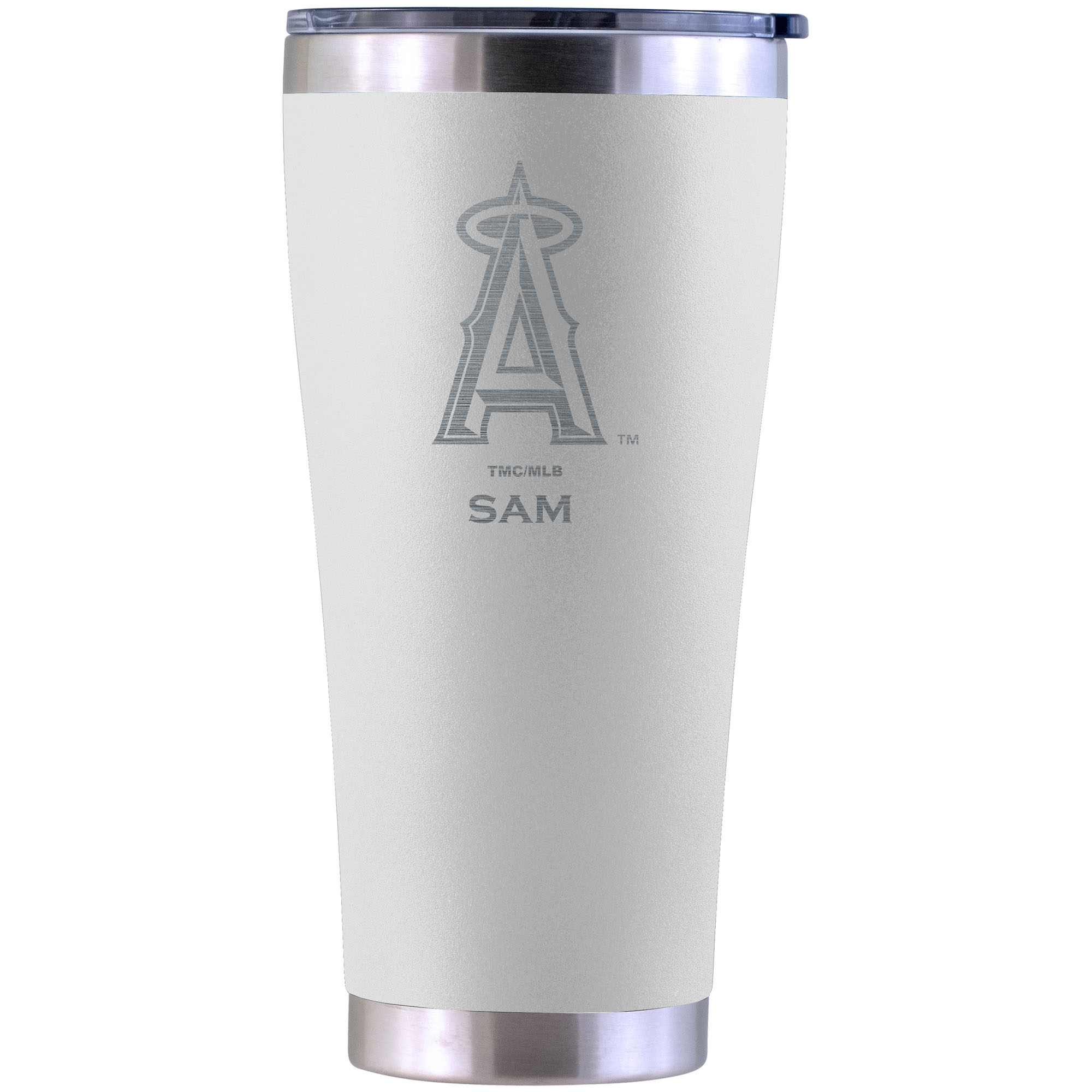 Los Angeles Angels Personalized 30oz. Laser Etched White Tumbler