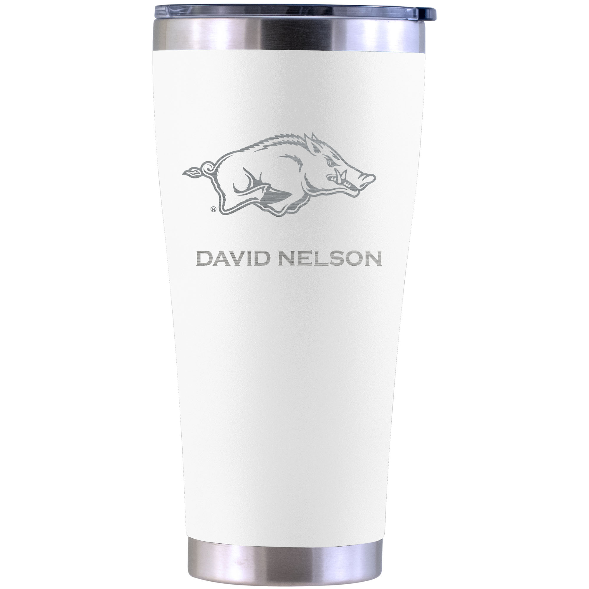 Arkansas Razorbacks Personalized 30oz. Laser Etched White Tumbler Arkansas Razorbacks Personalized 30oz. Laser Etched White Tumbler
