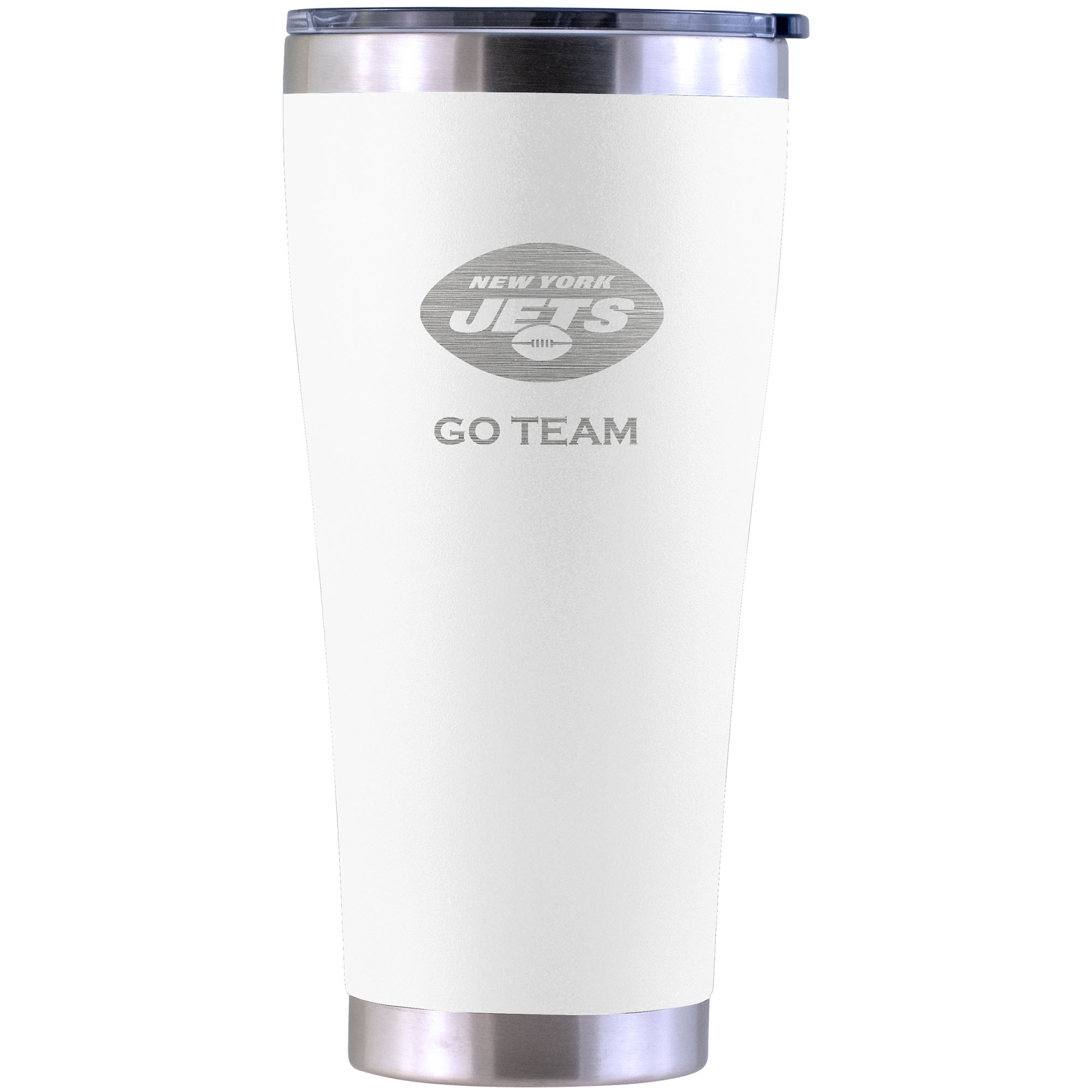 New York Jets Personalized 30oz. Laser Etched White Tumbler