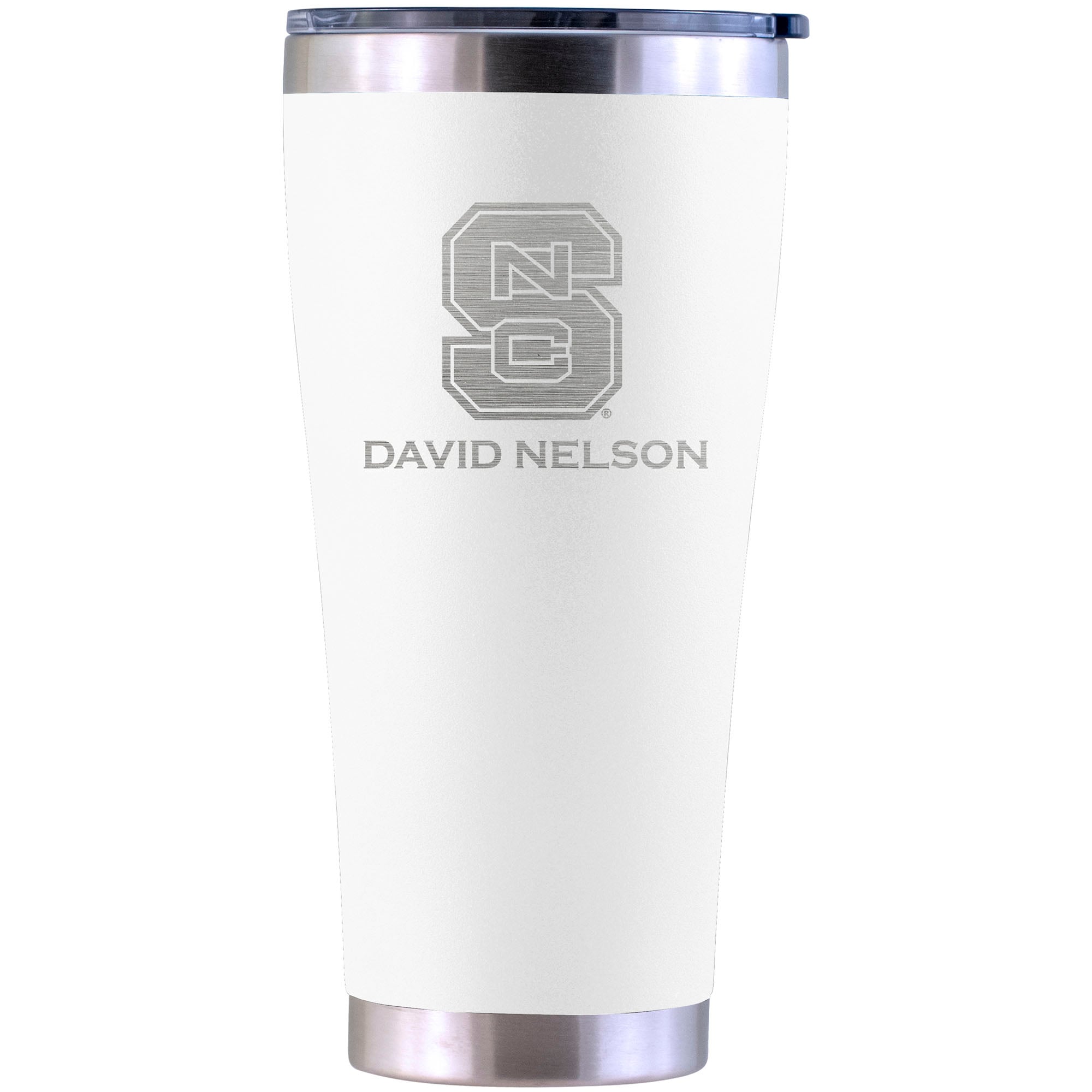 NC State Wolfpack Personalized 30oz. Laser Etched White Tumbler