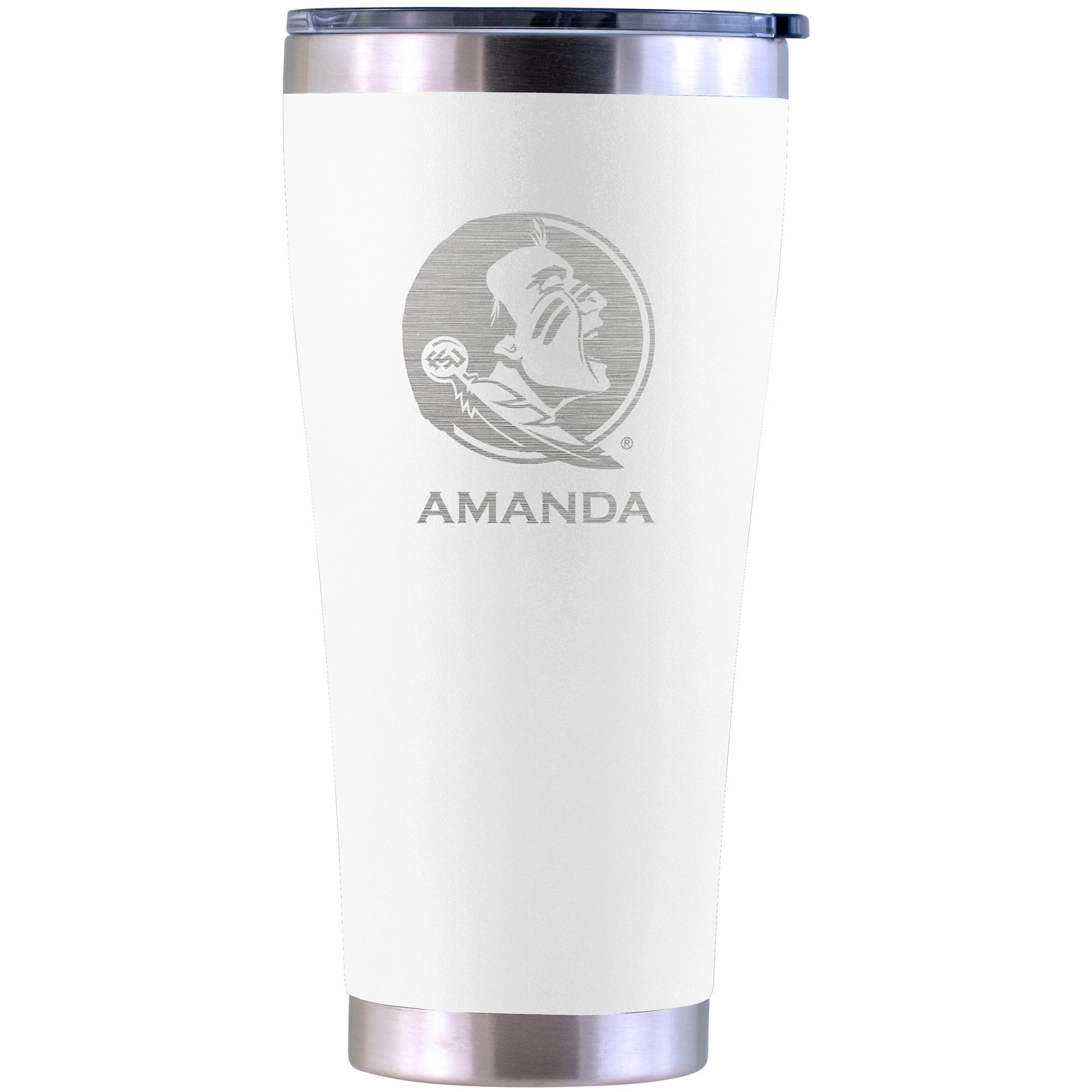 Florida State Seminoles Personalized 30oz. Laser Etched White Tumbler