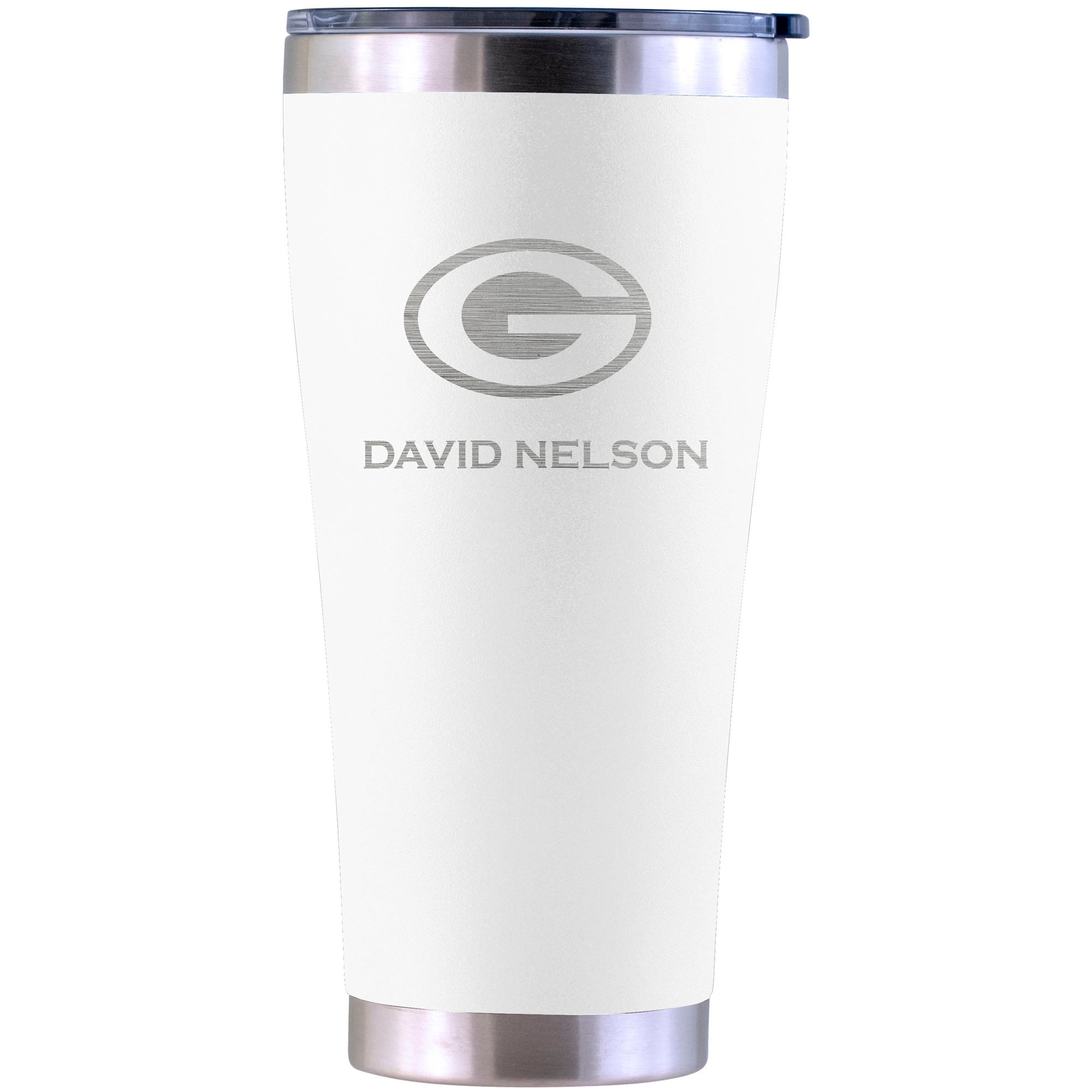 Green Bay Packers Personalized 30oz. Laser Etched White Tumbler