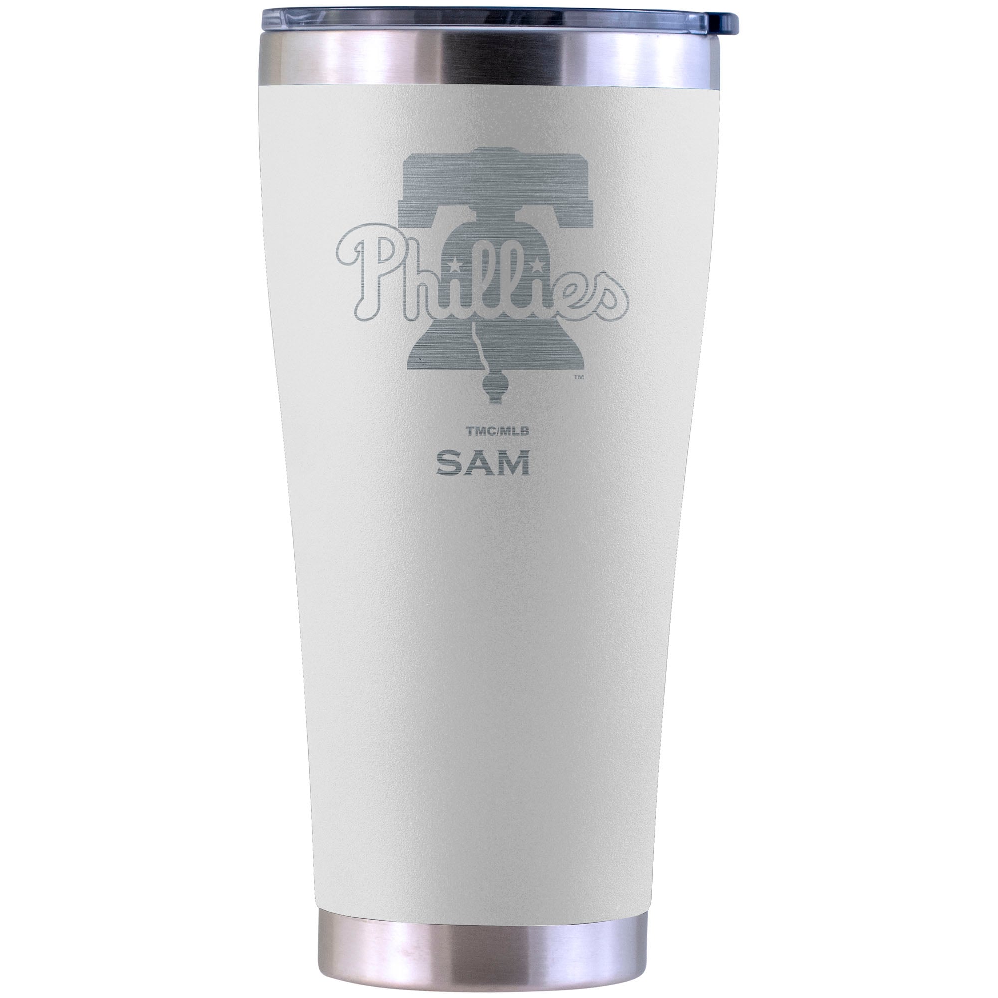 Philadelphia Phillies Personalized 30oz. Laser Etched White Tumbler