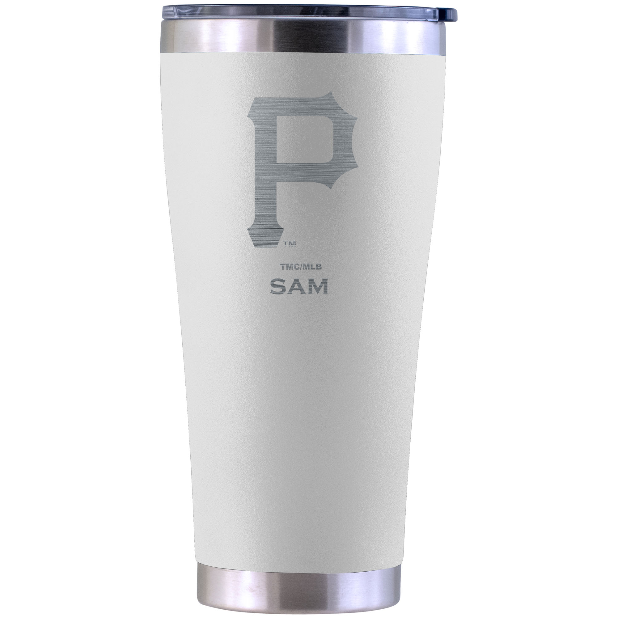 Pittsburgh Pirates Personalized 30oz. Laser Etched White Tumbler