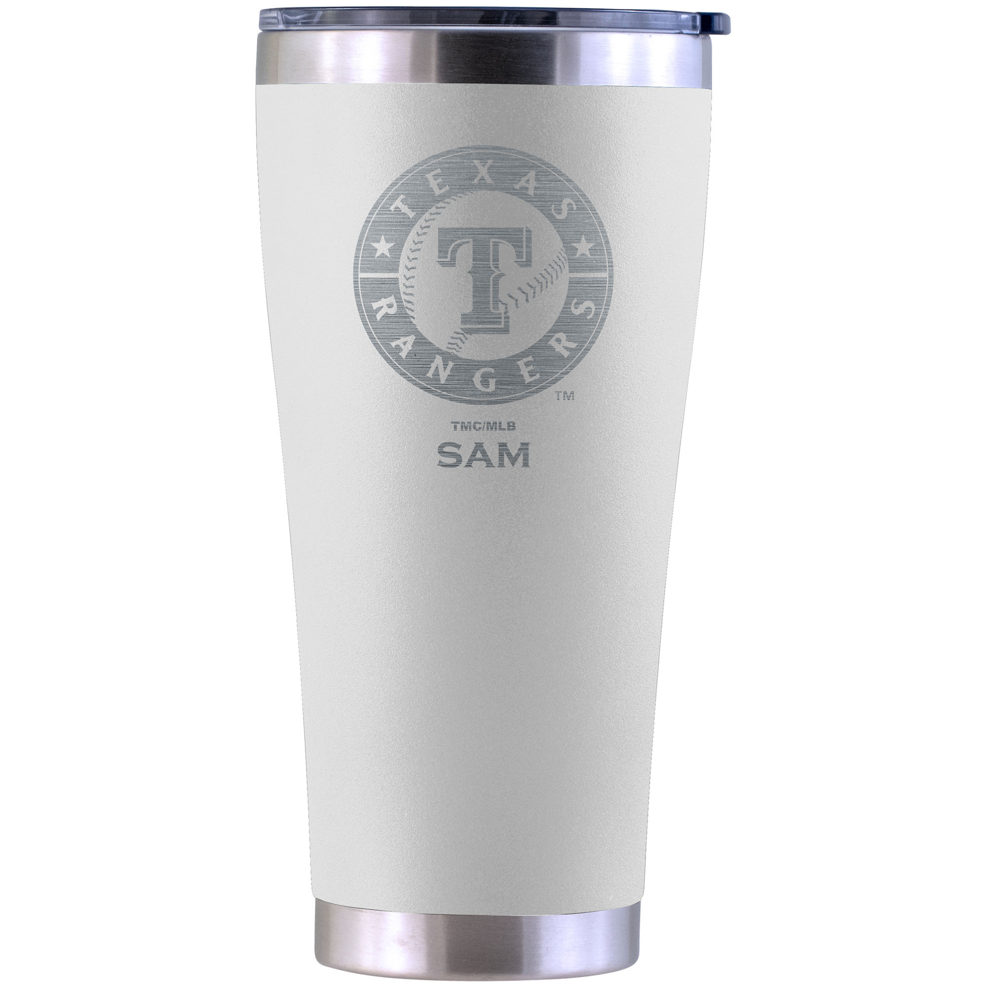 Texas Rangers Personalized 30oz. Laser Etched White Tumbler