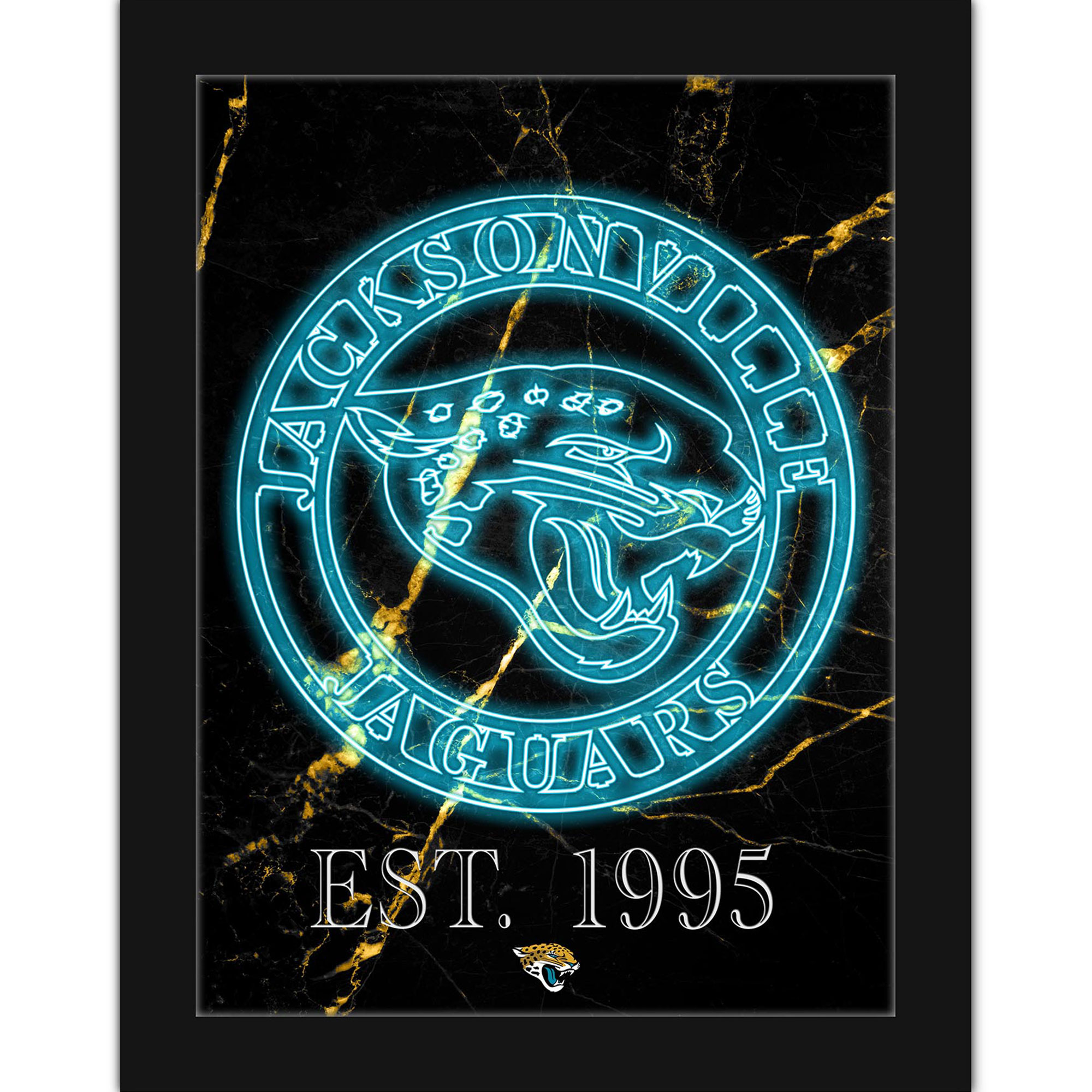 Black Jacksonville Jaguars 12'' x 16'' Framed Circle Logo Print