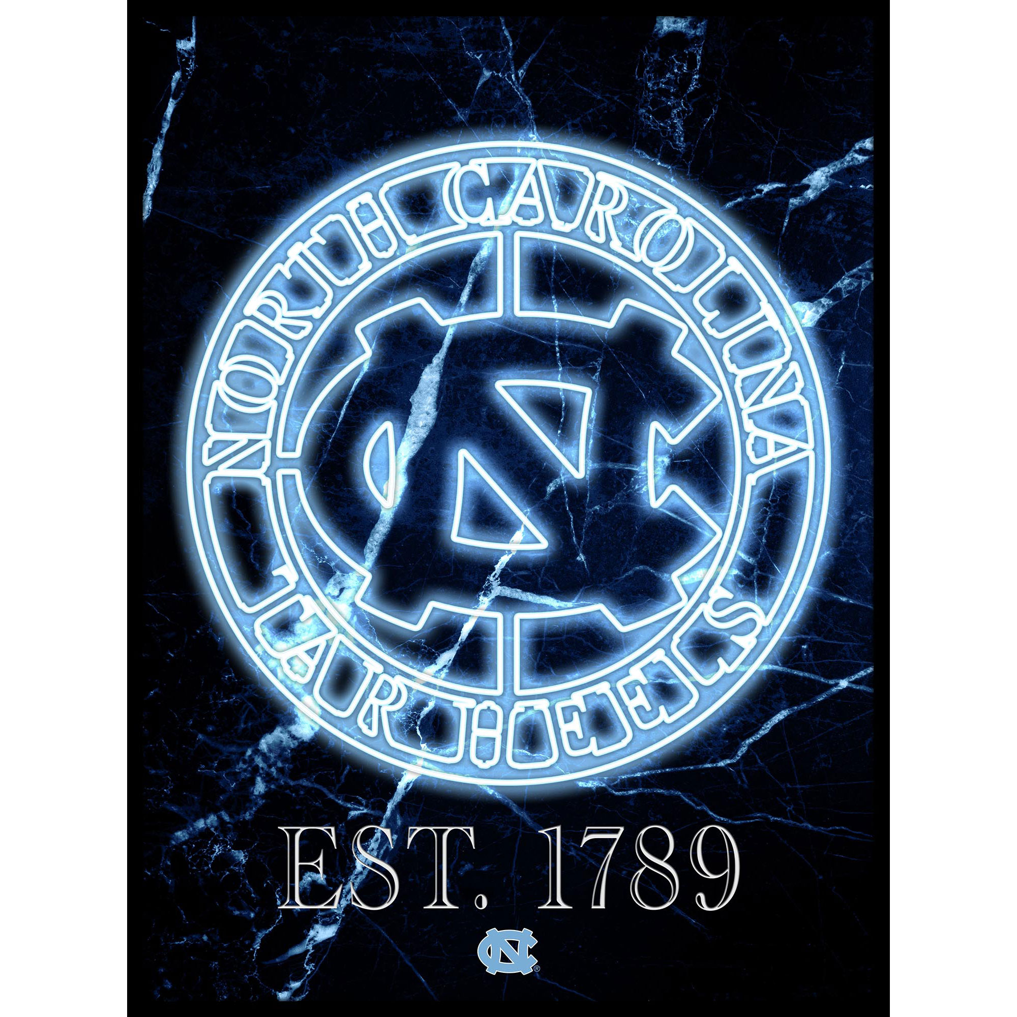 Black North Carolina Tar Heels 12'' x 16'' Framed Circle Logo Print