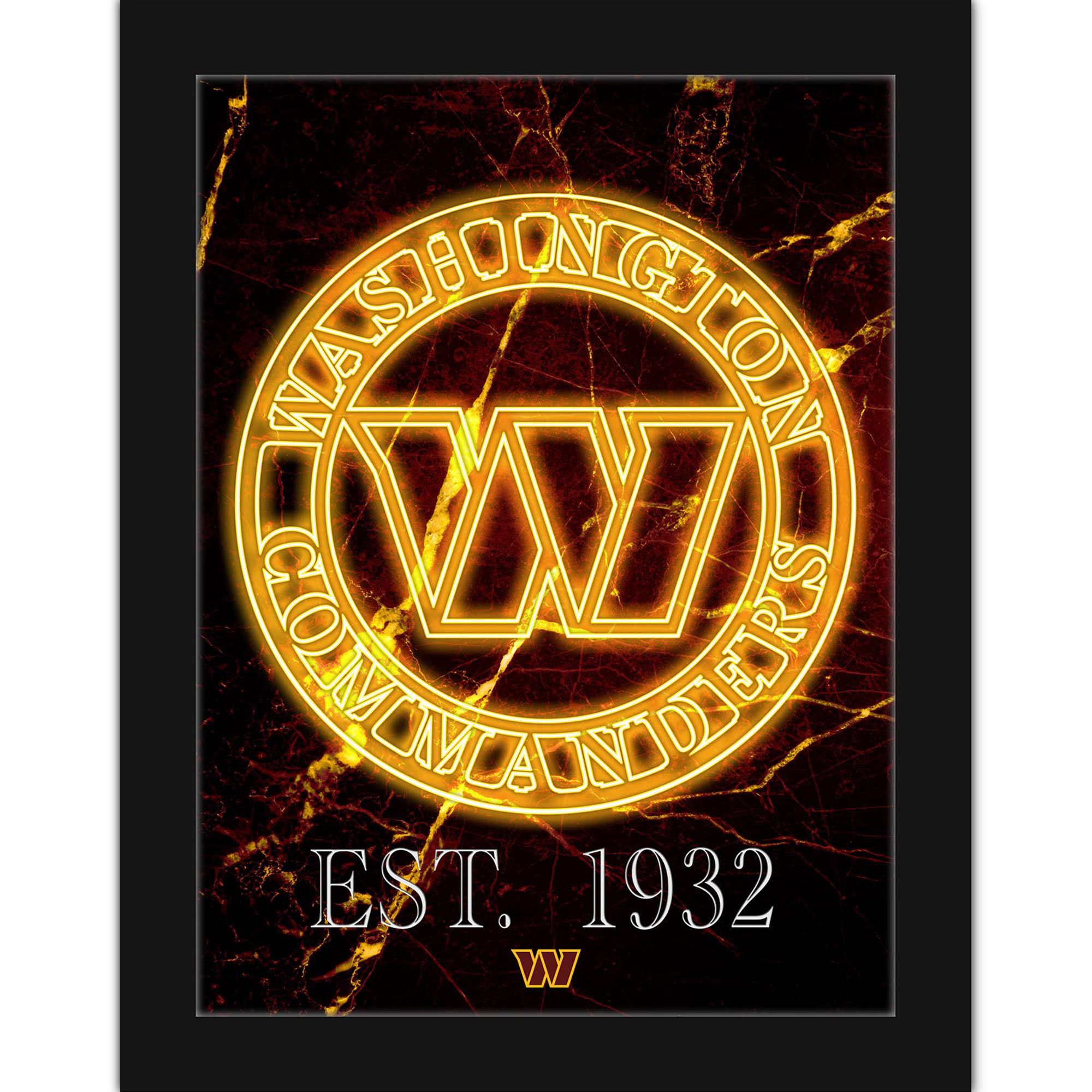 Black Washington Commanders 12'' x 16'' Framed Circle Logo Print