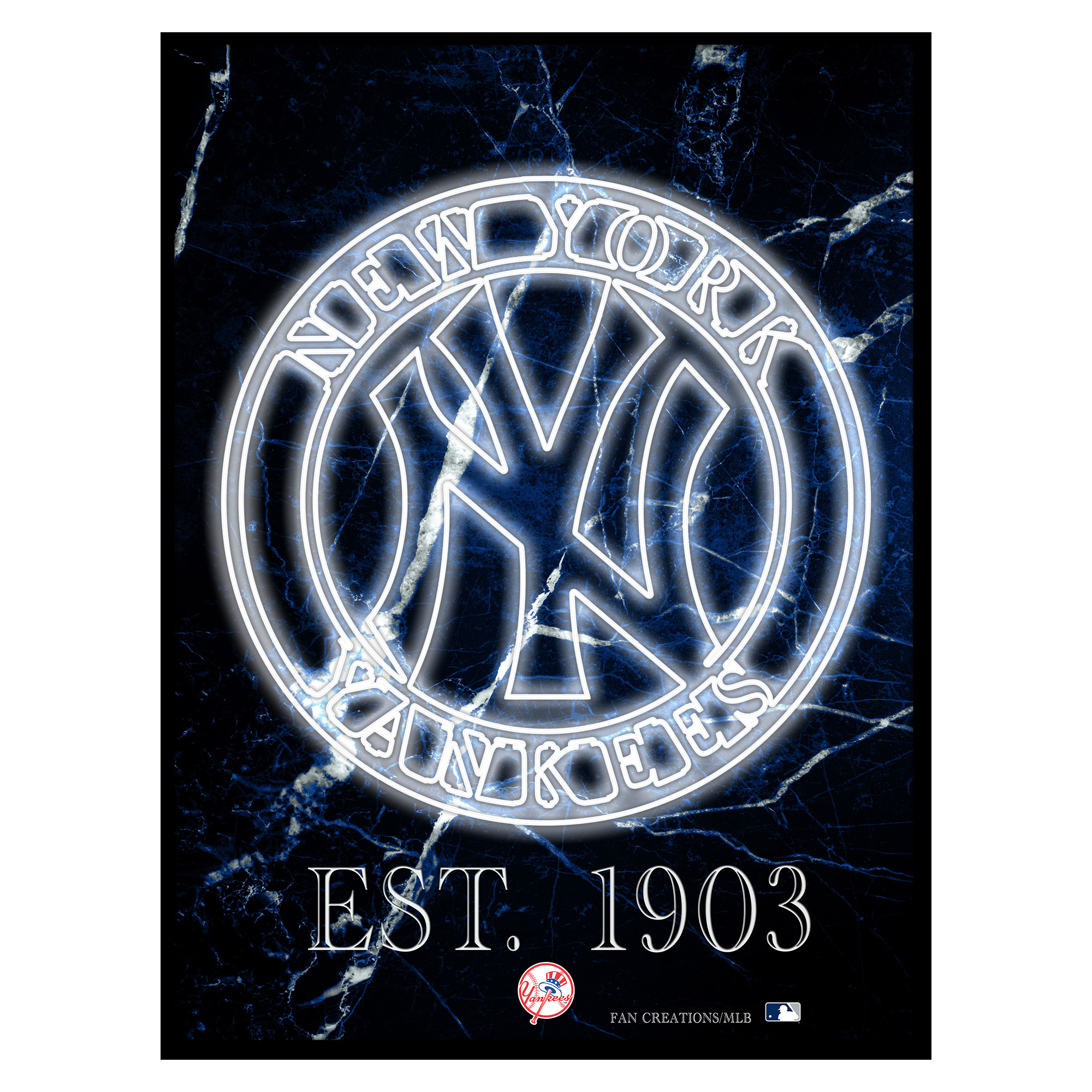 Black New York Yankees 12'' x 16'' Framed Circle Logo Print