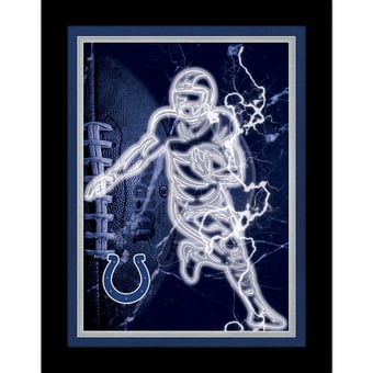 Black Indianapolis Colts 12'' x 16'' Framed Neon Player Print