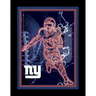 Black New York Giants 12'' x 16'' Framed Neon Player Print