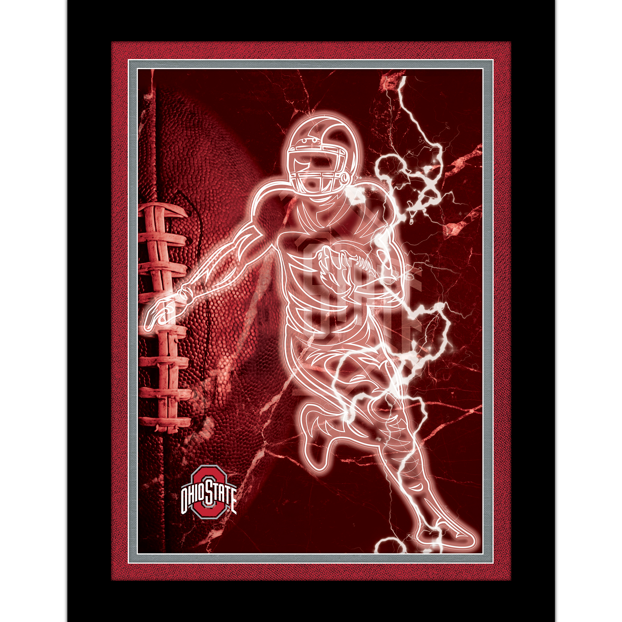 Black Ohio State Buckeyes 12'' x 16'' Framed Neon Player Print