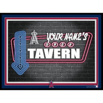 Black Los Angeles Angels 12'' x 16'' Personalized Framed Neon Tavern Print