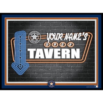Black Houston Astros 12'' x 16'' Personalized Framed Neon Tavern Print