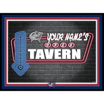Columbus Blue Jackets 12'' x 16'' Personalized Framed Neon Tavern Print