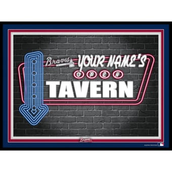 Black Atlanta Braves 12'' x 16'' Personalized Framed Neon Tavern Print