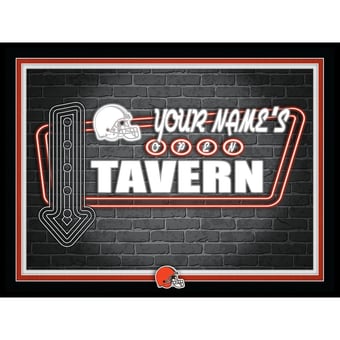 Black Cleveland Browns 12'' x 16'' Personalized Framed Neon Tavern Print