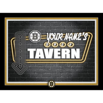 Boston Bruins 12'' x 16'' Personalized Framed Neon Tavern Print