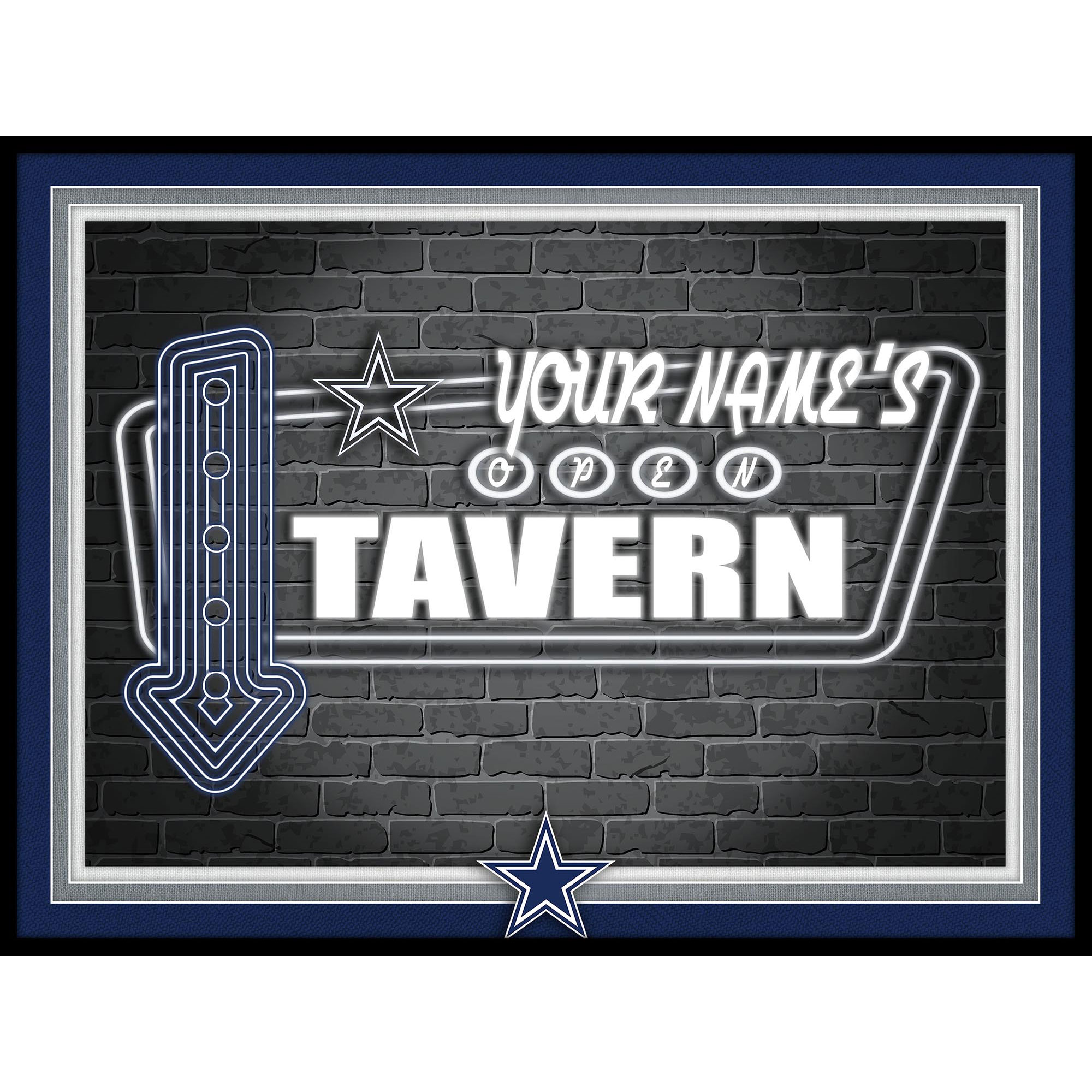 Black Dallas Cowboys 12” x 16” Personalized Framed Neon Tavern Print Black Dallas Cowboys 12” x 16” Personalized Framed Neon Tavern Print