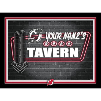 New Jersey Devils 12'' x 16'' Personalized Framed Neon Tavern Print
