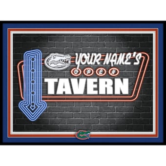 Black Florida Gators 12'' x 16'' Personalized Framed Neon Tavern Print