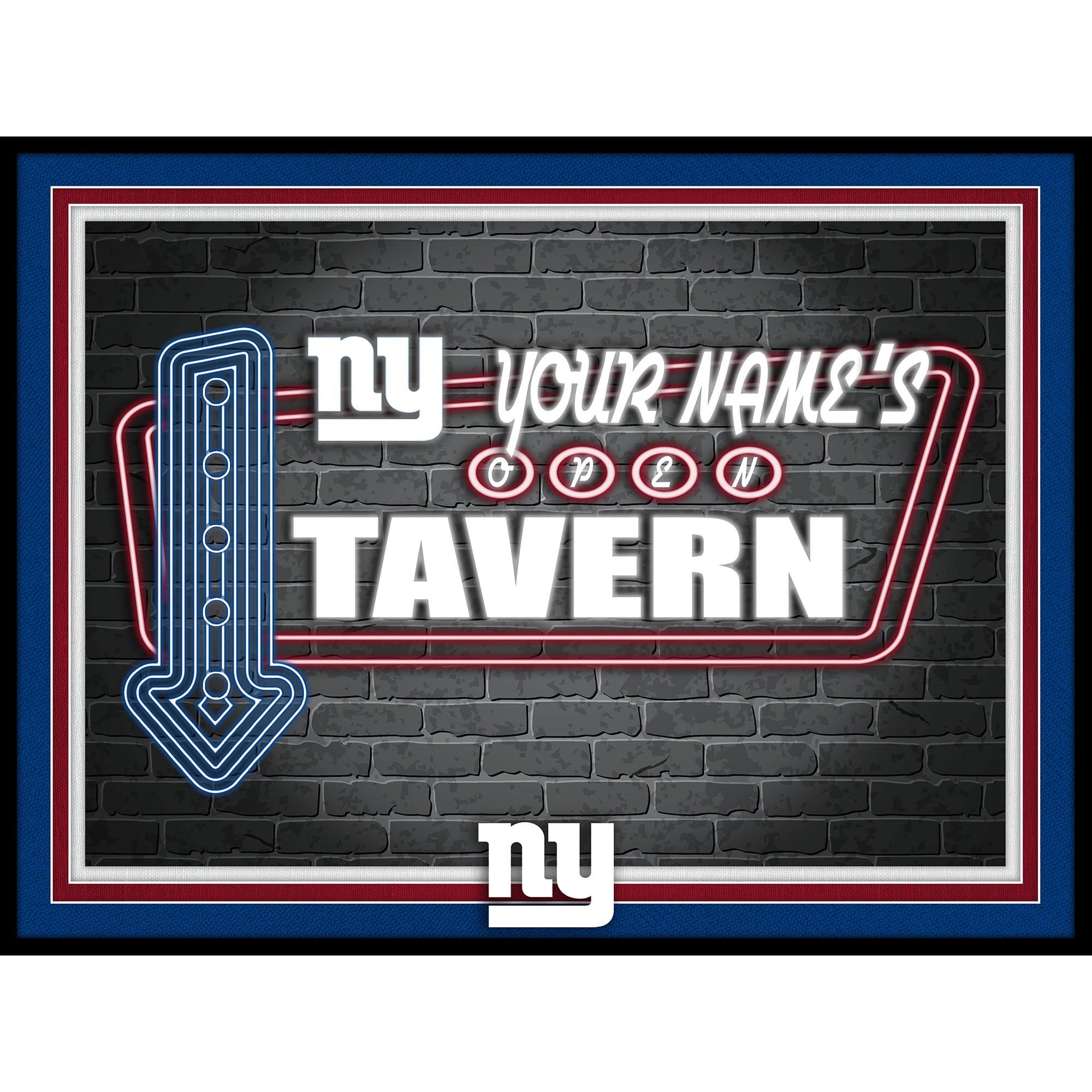 Black New York Giants 12” x 16” Personalized Framed Neon Tavern Print Black New York Giants 12” x 16” Personalized Framed Neon Tavern Print