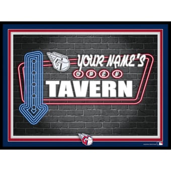 Black Cleveland Guardians 12'' x 16'' Personalized Framed Neon Tavern Print