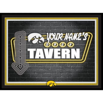 Black Iowa Hawkeyes 12'' x 16'' Personalized Framed Neon Tavern Print