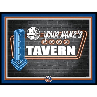 New York Islanders 12'' x 16'' Personalized Framed Neon Tavern Print
