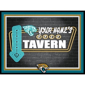 Black Jacksonville Jaguars 12'' x 16'' Personalized Framed Neon Tavern Print