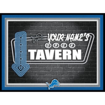 Black Detroit Lions 12'' x 16'' Personalized Framed Neon Tavern Print