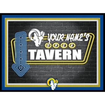 Black Los Angeles Rams 12'' x 16'' Personalized Framed Neon Tavern Print